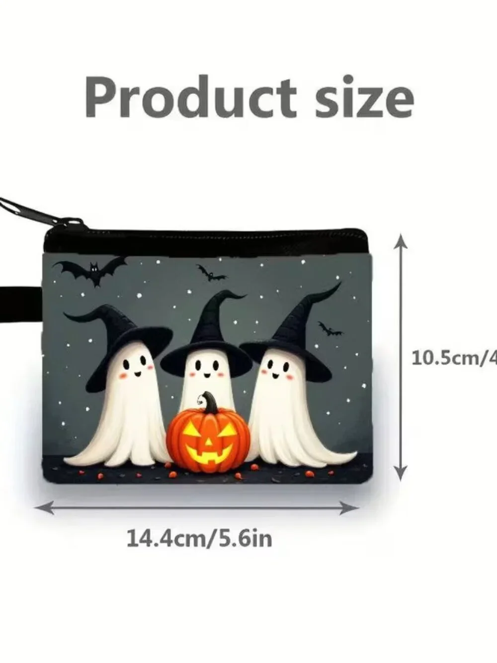 Halloween Goth Set of 3 Ghosts & Bats Makeup Bag Double-Sided 4.1